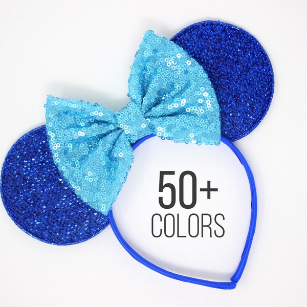 Mouse Ears All Ages | Mouse Ear Headband | Mouse ears for Adults and Kids | Blue Mouse ears | Mouse ears | Party ear | Choose Ear Bow Color