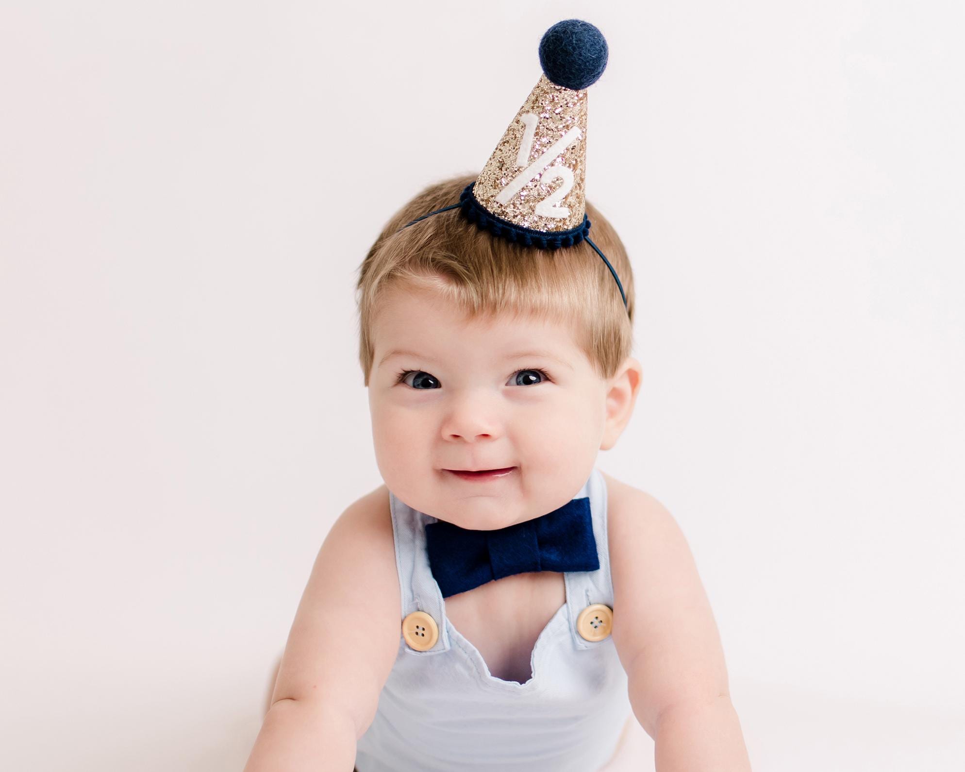AOQURE Boy's 1st Birthday Party Hat - Baby Blue First Birthday Celebration Cone Hat