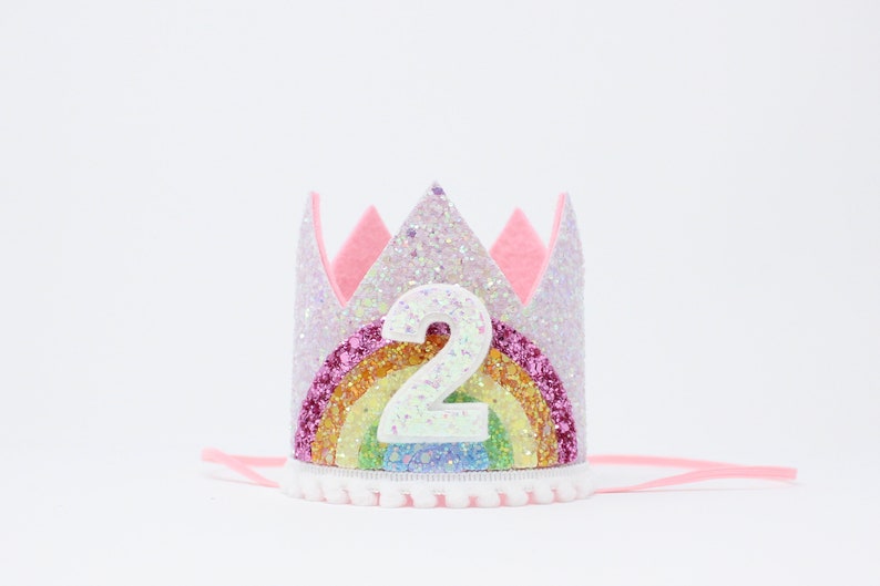3rd Birthday Crown Girl Pastel Rainbow Birthday Party Crown Pink Birthday Crown Unicorn Birthday Party Hat Choose Birthday Number image 10