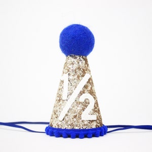 1/2 Birthday Hat | Half Birthday Hat | Half Birthday Boy Outfit | Baby Party Hat | Gold Glitter Hat + Choose Color
