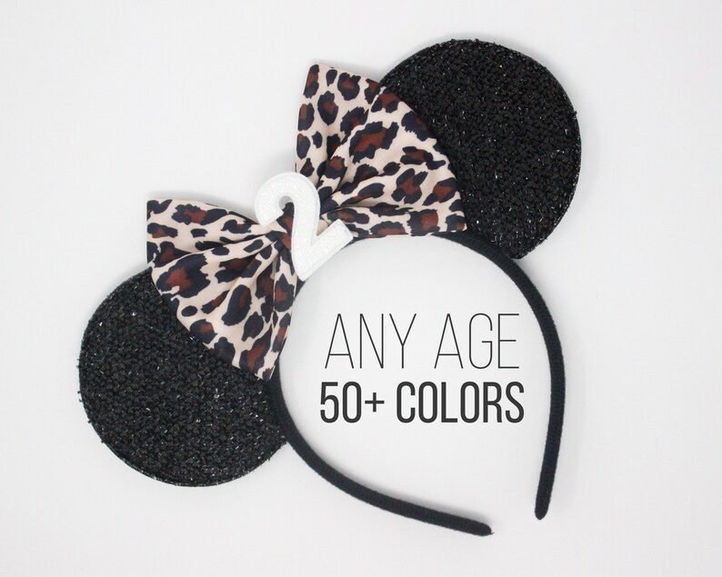 Birthday Cheetah Mouse Ears Safari Birthday Ears Animal Print Ears Animal Print Birthday Ears Choose Ear Color Age image 6