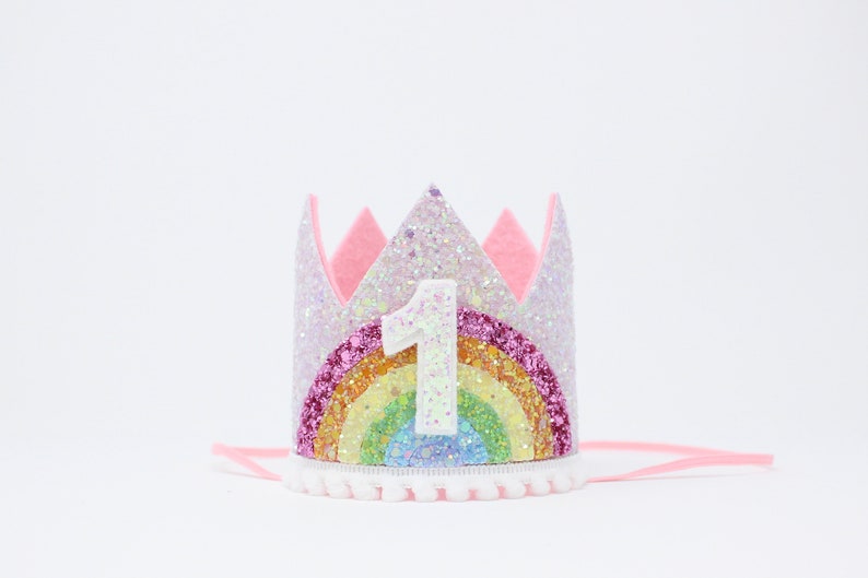 3rd Birthday Crown Girl Pastel Rainbow Birthday Party Crown Pink Birthday Crown Unicorn Birthday Party Hat Choose Birthday Number image 6