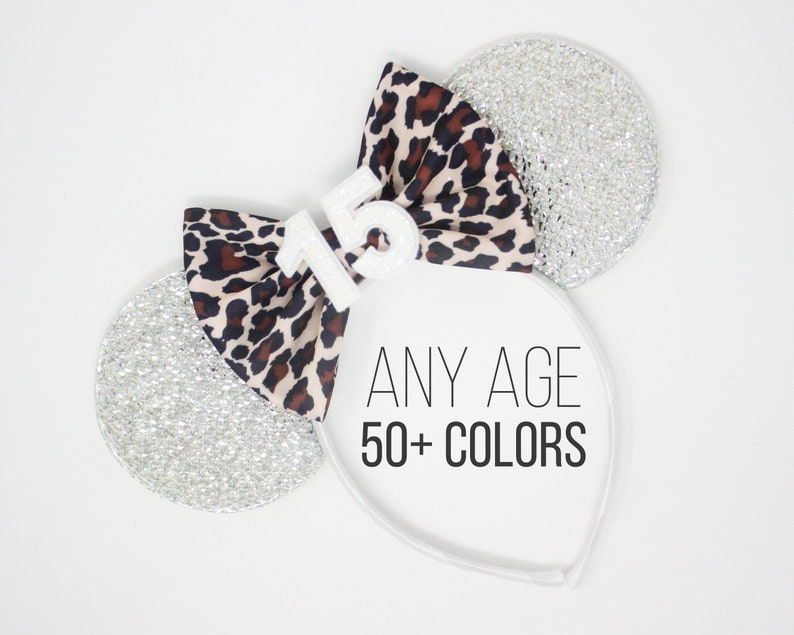 Birthday Cheetah Mouse Ears Safari Birthday Ears Animal Print Ears Animal Print Birthday Ears Choose Ear Color Age image 9