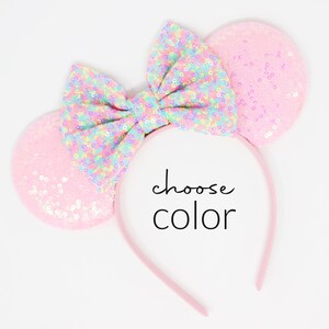 Pastel Mouse ears One Size | Mouse headband | Party ears | Rose Gold Mouse ears | Choose Ear + Bow Color
