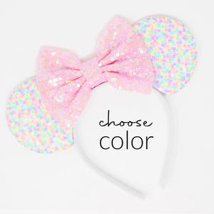 Sprinkles Mouse Ears | Pastel Confetti Mouse Ears Headband | Girls Womens Mouse Ears Headband | Choose Bow Color