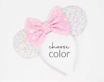 Sprinkles Sequin Mouse Ears Headband | Choose Bow Color