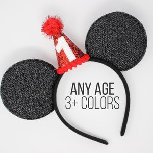 1st Birthday Mouse Ears | 1st Birthday Mouse Ears | Mouse Birthday Ears Birthday Ears | Mouse Party Hat | Choose Age + Hat Color