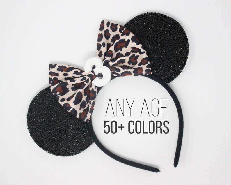 Birthday Cheetah Mouse Ears Safari Birthday Ears Animal Print Ears Animal Print Birthday Ears Choose Ear Color Age image 7