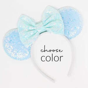 Mouse Ears One Size | All Ages Mouse Ears Headband | Choose Ear Color + Bow Color