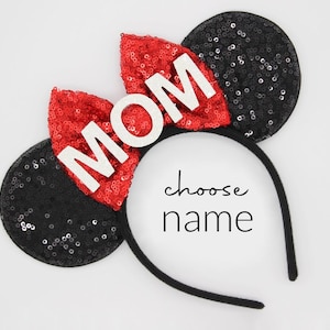 MOM Mouse Ears | Mouse Ears for Mom | Custom Name Ears | Mommy and Me Ears | Family Park Ears | Choose Bow Color + Name