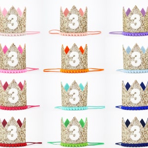 3rd Birthday Crown | 3rd Birthday Hat | 3rd Birthday Outfit | 3rd Birthday Girl 3rd Birthday Boy | Gold Crown + Choose Color
