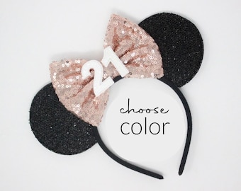 21st Birthday Mouse Ears Headband | Mouse Birthday Ears | 21st Birthday Party Mouse Ear | Choose Color + Age
