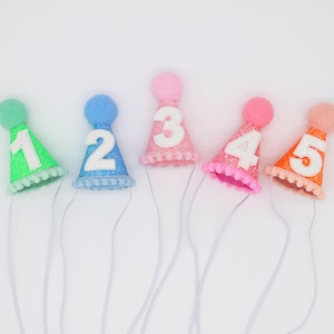 Gorro de fiesta para mascotas pequeñas / Gorro de cumpleaños para gatos pequeños / Gorro de cumpleaños para perros pequeños de cristal / Elige color + edad