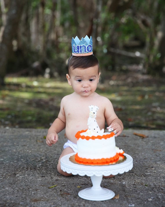 Corona de primer cumpleaños con purpurina para bebé, primer cumpleaños,  fiesta de tartas, accesorio para fotos