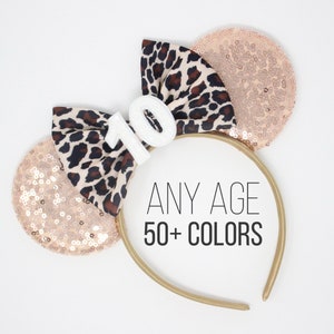 Birthday Cheetah Mouse Ears Safari Birthday Ears Animal Print Ears Animal Print Birthday Ears Choose Ear Color Age image 5