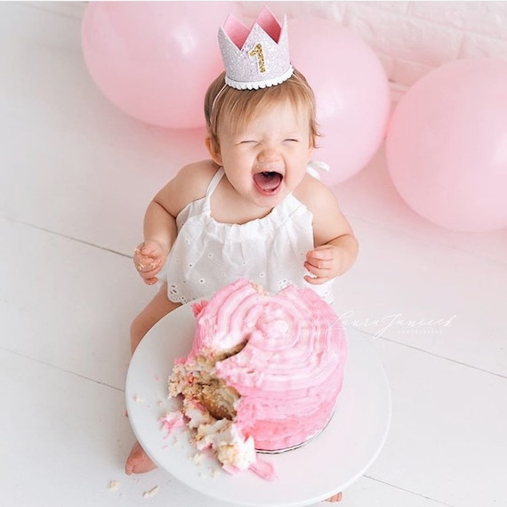 Primer cumpleaños corona / 1er cumpleaños corona / 1er cumpleaños niña  traje / primer cumpleaños traje niña / bebé rosa brillo corona acento  blanco -  México