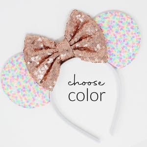 Sprinkles Mouse Ears | Pastel Confetti Mouse Ears Headband | Girls Womens Mouse Ears Headband | Choose Bow Color