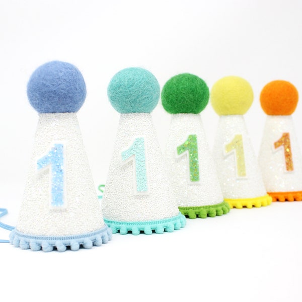 First Birthday Hat | 1st Birthday Hat | 1st Birthday Boy Outfit | First Birthday Outfit Boy | White Glitter Hat + Choose Color