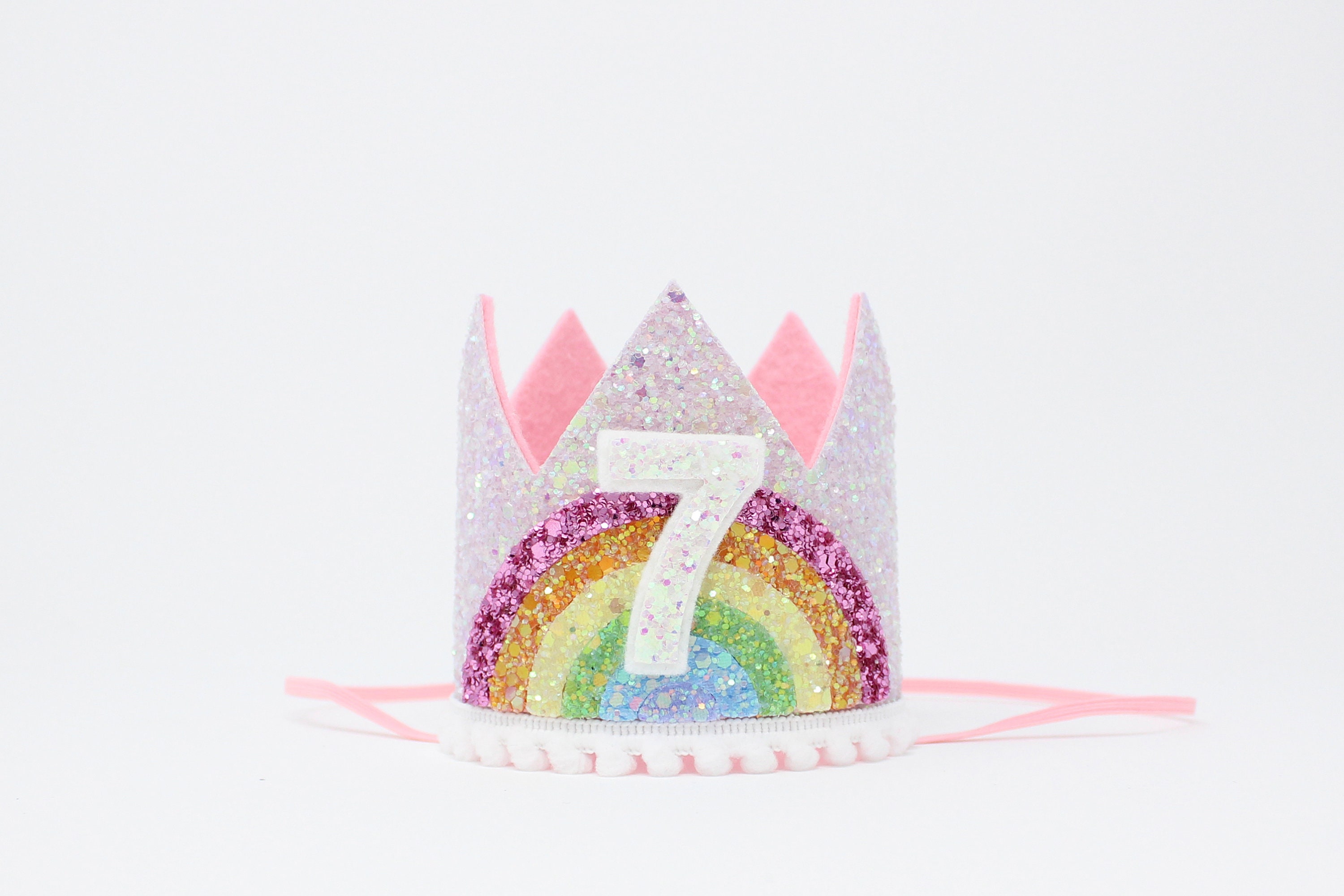 Corona arcoíris para fiesta de 4º cumpleaños: corona de cumpleaños con  purpurina, sombreros de cumpleaños para niños, accesorios para fotos de