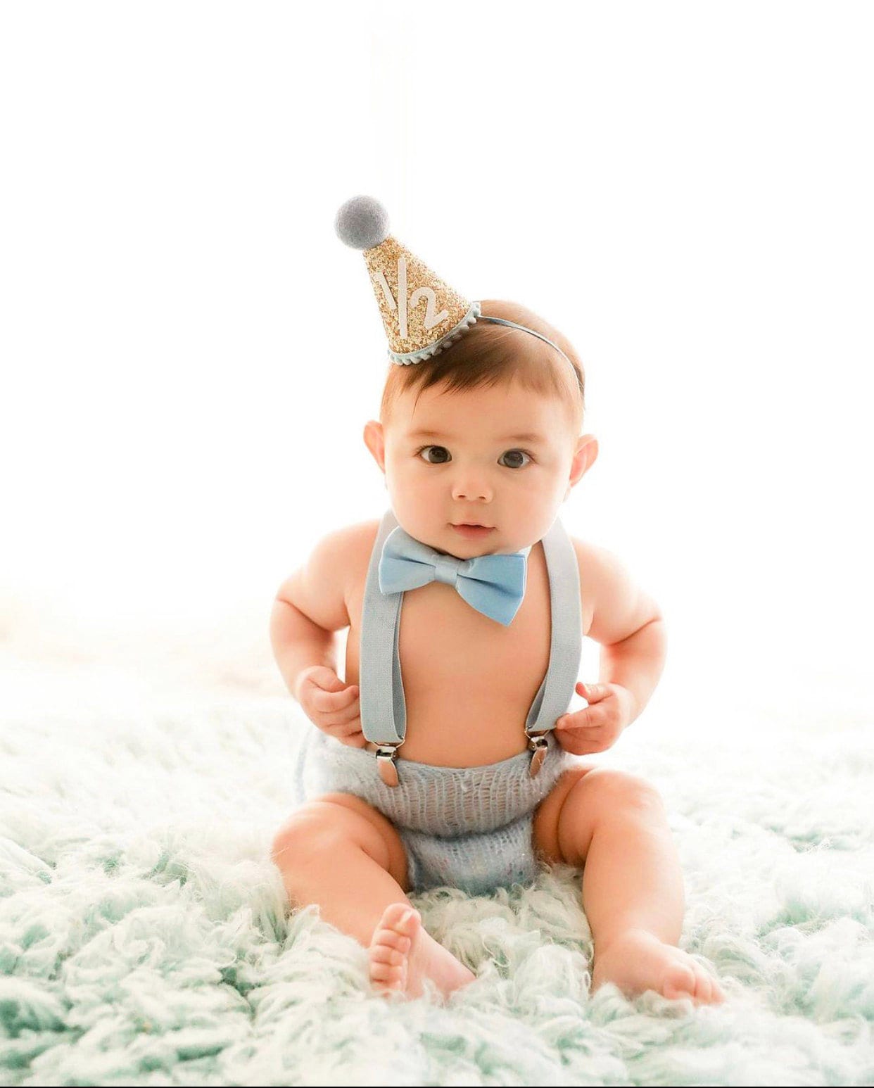 1 2 Birthday Hat Half Birthday Hat Half Birthday Boy Outfit Baby Party Hat Gold Glitter Hat Baby Blue Accents Etsy Canada