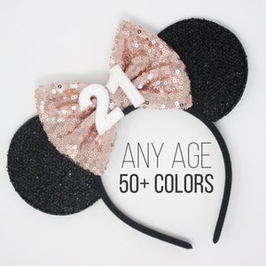 30th Birthday Mouse Ear Headband 30th Birthday Mouse Ears 30th Birthday Mouse Ears 30th Birthday Choose Age Bow image 7