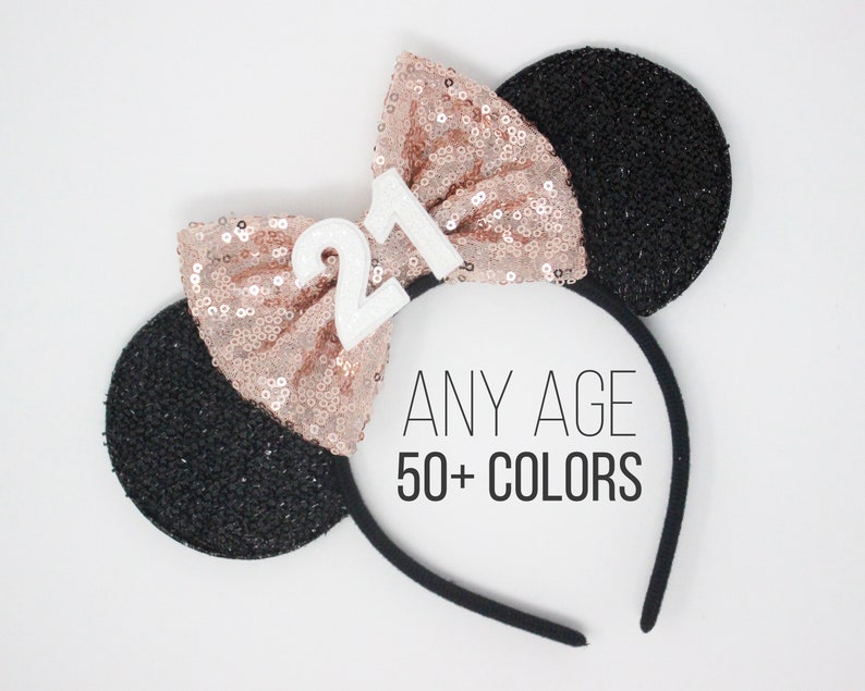 30th Birthday Mouse Ear Headband 30th Birthday Mouse Ears 30th Birthday Mouse Ears 30th Birthday Choose Age Bow image 7