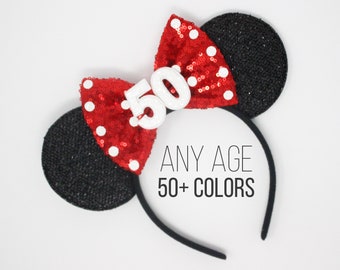 50th Birthday Mouse Ears | Mouse Birthday Ears | 50th Birthday Party | Headband | Mouse Ears | Polka Dot Birthday Ears