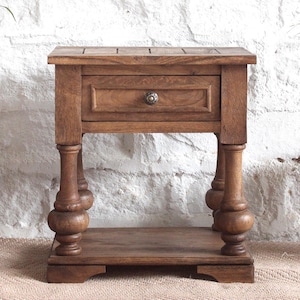 Wooden side table | rustic end table| handmade bedside table| solid wood nightstand| one drawer storage table| living room bedroom furniture