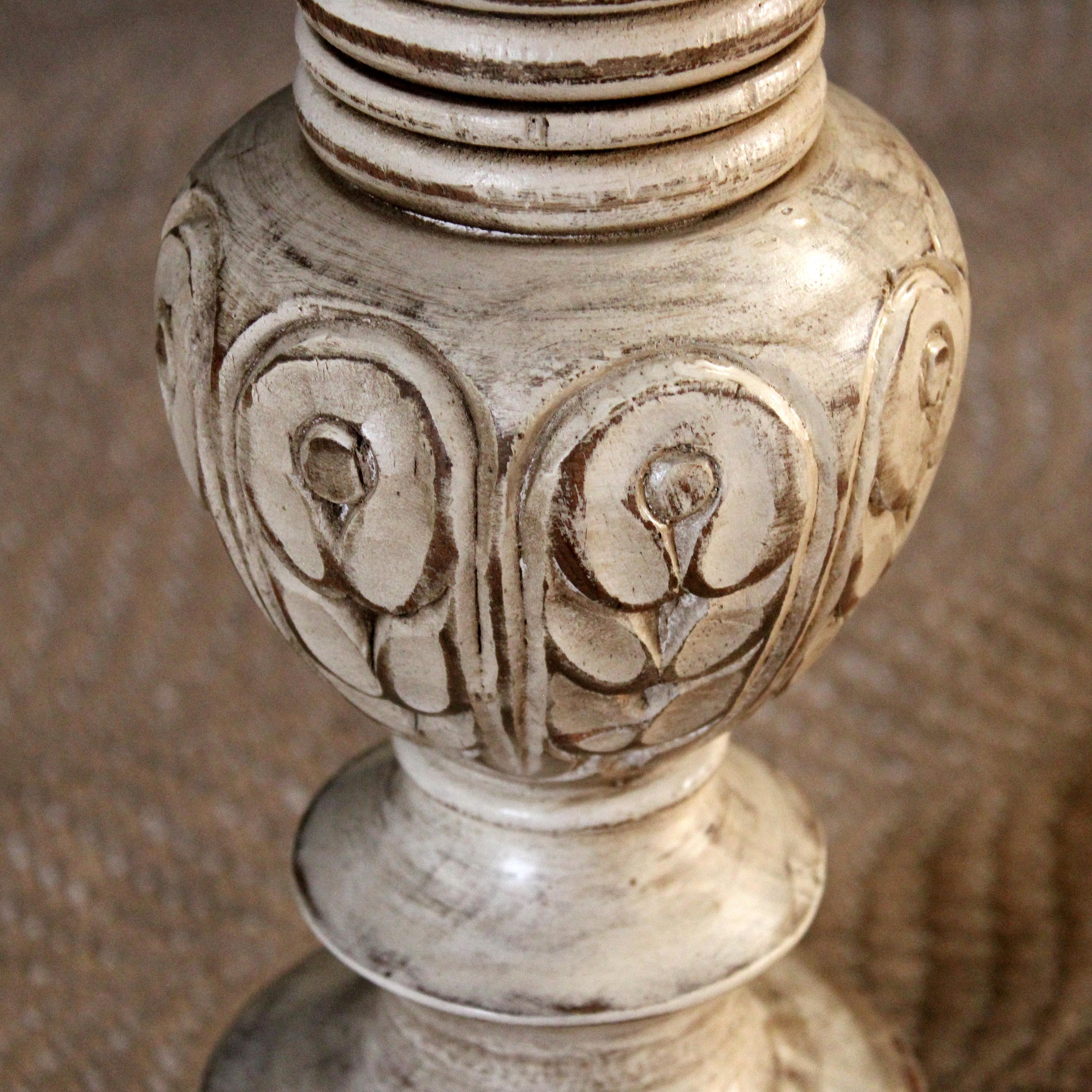 Hand Carved Wooden Round Side Table: Rustic Solid Wood End Table - Etsy