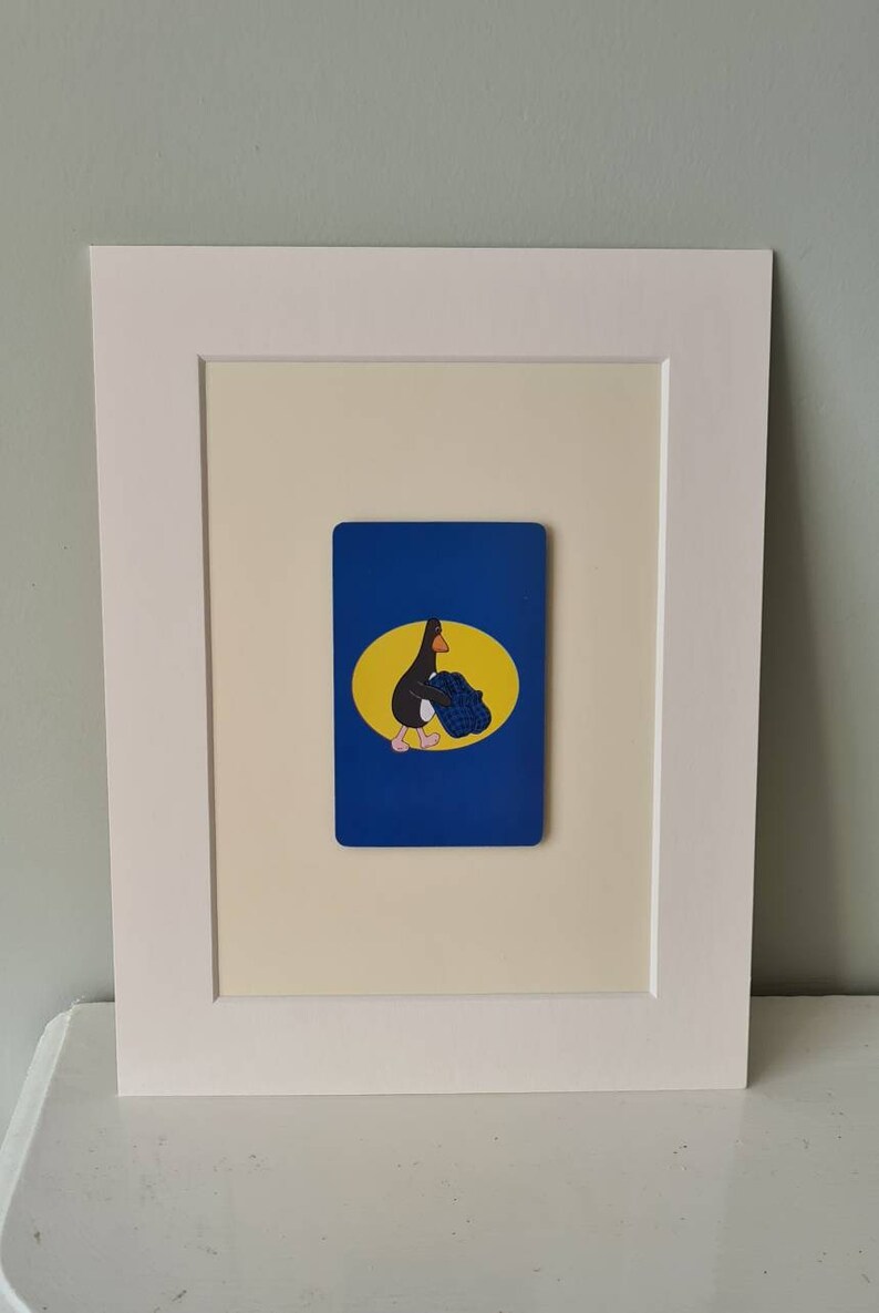 1989 Wallace and Gromit Mounted Card From a Snap Card Game Feathers