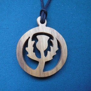 Thistle Necklace, Thistle Jewelry, Scottish Pendant, Scottish Symbol, Outlander Pendant, Handcrafted exotic wood pendant