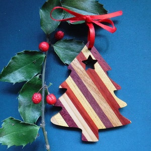 Christmas Tree Ornament, Christmas Decoration, Holiday Gift, Handmade Gift, Exotic Wood Gift