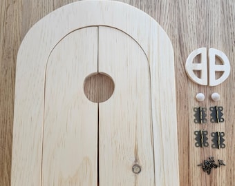 DIY Fairy Door Kit – Large 10.5 Inch Double Wooden Fairy Door with Hinges & Window – Kids Craft – Paint Your Own - Also available finished