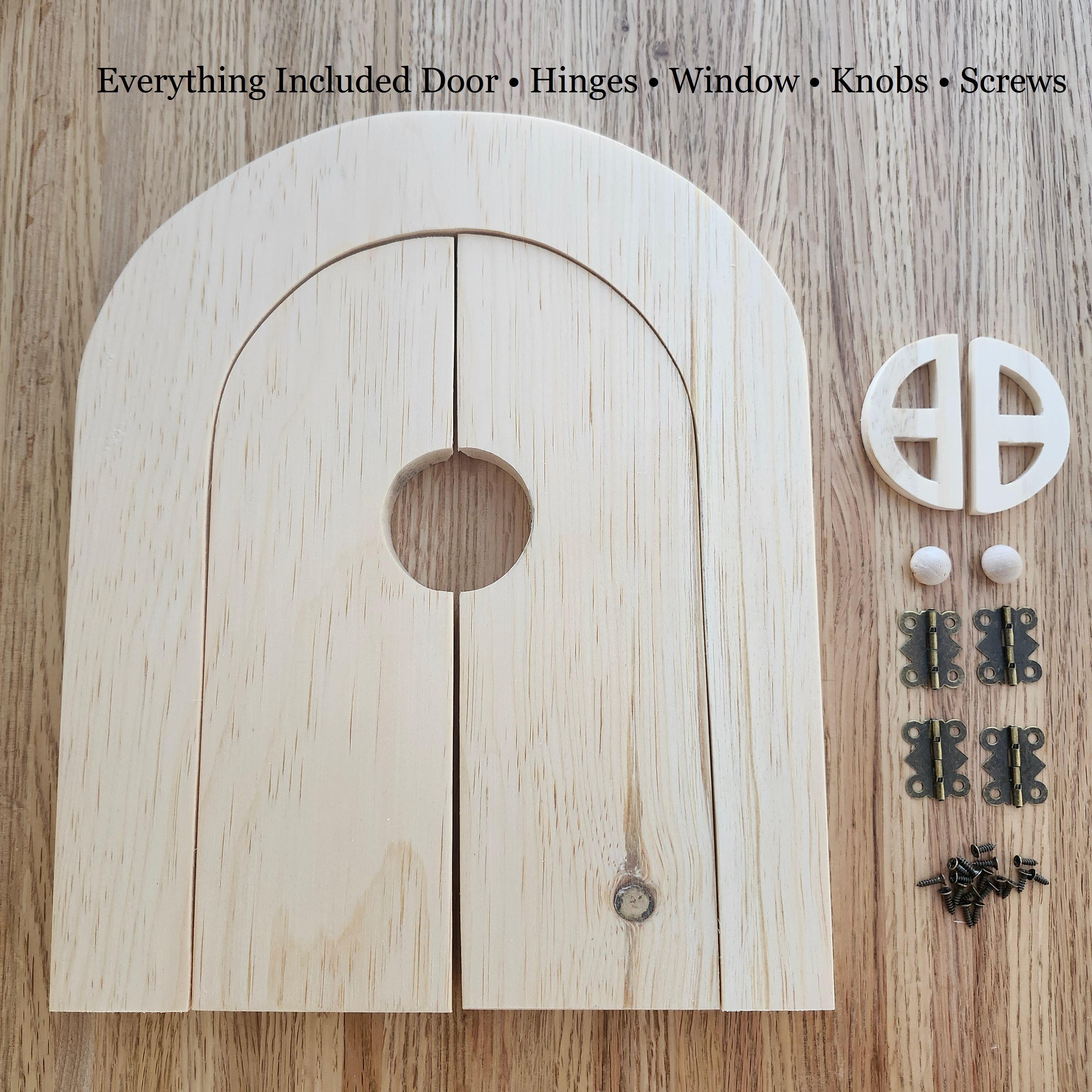 DIY Fairy Door Kit - Large 10.5 Inch Double Wooden Fairy Door with Hinges & Window - Kids Craft - Paint Your Own - Also available finished