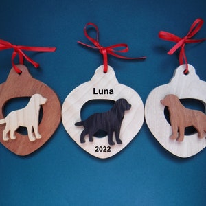 Black Lab Ornament personalized with name, 2023 Lab Christmas Ornament, Chocolate Labrador ornament, Custom Yellow Lab, labrador ornament