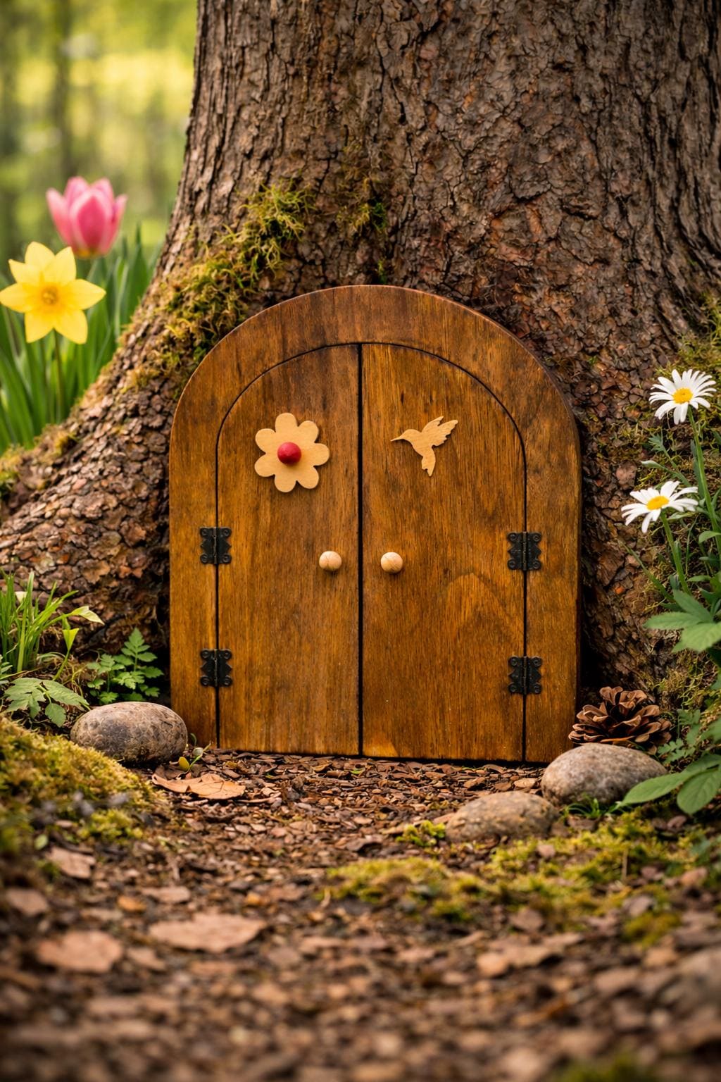 12” Tall Double Fairy Door for Tree – Whimsical Garden Entrance ...