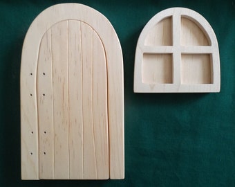 Fairy Door and window kit, Opening Fairy Door, Paint your own fairy door, DIY fairy door, Project for kids