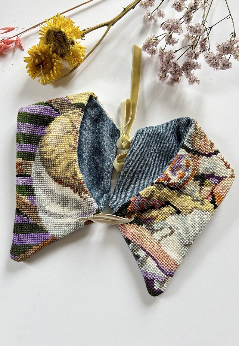 Detachable collar made with Vintage tapestry image 1