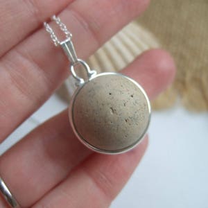 Purist Victorian clay sea marble necklace...sea clay marble necklace, bezel set beach marble, silver sphere marble, unique gift, eco jewelry image 1