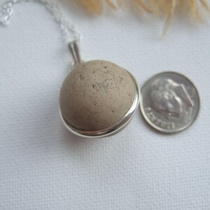 Purist Victorian clay sea marble necklace...sea clay marble necklace, bezel set beach marble, silver sphere marble, unique gift, eco jewelry image 5