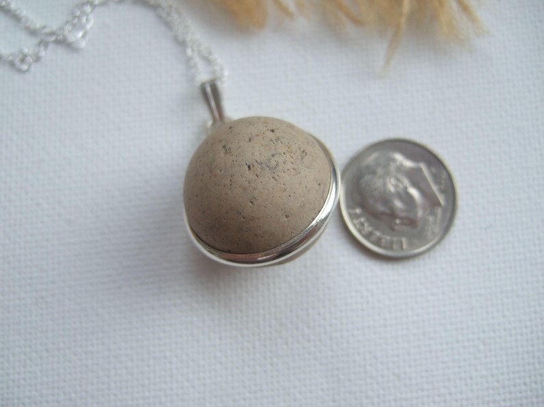 Purist Victorian clay sea marble necklace...sea clay marble necklace, bezel set beach marble, silver sphere marble, unique gift, eco jewelry image 5