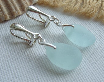 Sea glass jewelry, beach glass Clip on earrings, sea foam sea glass clips, sterling silver earrings, beach wedding, non pierced earrings