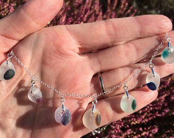 Sea glass rainbow necklace, Seaham rainbow beach glass necklace, multi coloured sea glass necklace, Seaham necklace, multi color necklace
