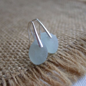 WATERDROPS...Scottish sea glass sterling silver elegant earrings with sea foam sea glass, sterling silver and Scottish sea glass earrings