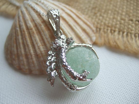 Sea Glass Marble Dragon Claw Necklace Dragon Pendant Codd | Etsy UK