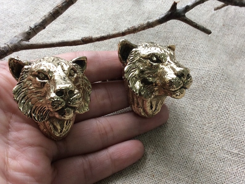Brass Tiger Knob Animal Knob Door Knob Solid Brass Brass Etsy