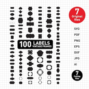 SVG, Pdf, Png, Eps, Dxf, Jpeg, Ai l 100 Etiquetas vintage frames l SVG Instant Download l Cricut, Cutting files l svg Circut l 7original Files
