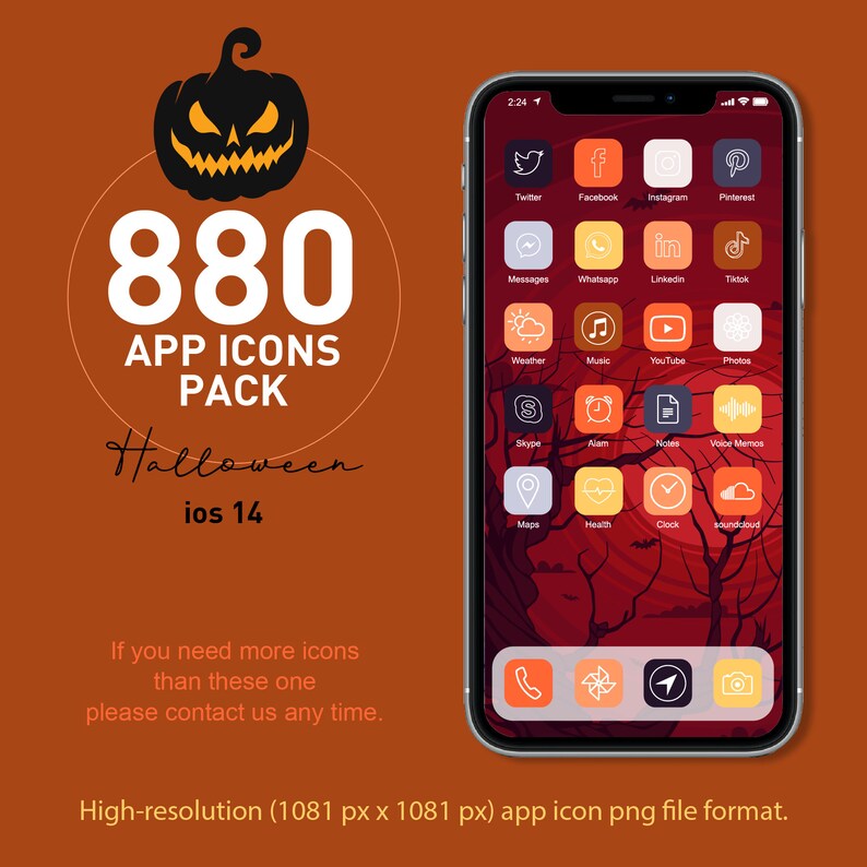 880 Halloween App icons Pack for IOS 14 in 8 colour l 110 ...