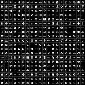May include: A black and white image of 200+ logos, including popular brands like Amazon, Google, Facebook, Instagram, Twitter, and Netflix.