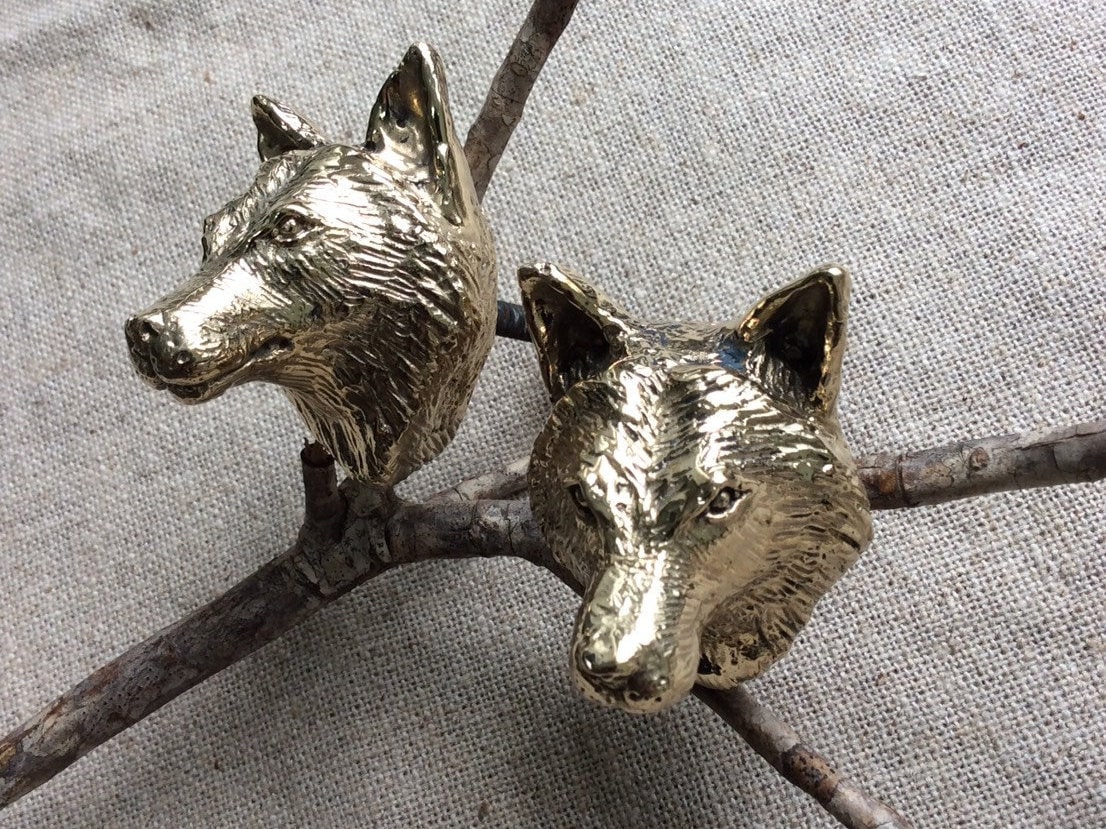 Brass Wolf Knob Animal Knob Door Knob Solid Brass Brass Etsy
